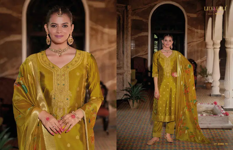 Silkyness Vol 3 By Lily And Lali Jacquard Designer Kurti With Bottom Dupatta Wholesale Price In Surat
